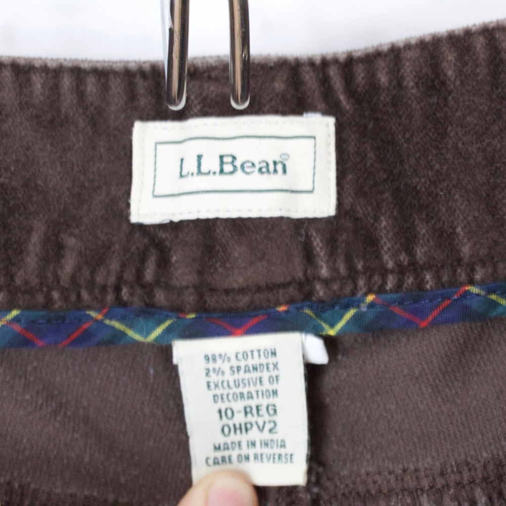 LL Bean Brown Velvet Cotton Blend Wide Leg Straight Pants Size 10 - Picture 6 of 8